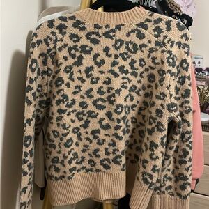 Abercrombie & Fitch Cream and Gray Crew Neck Sweater